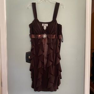 NWT Brown ruffle mini dress vintage